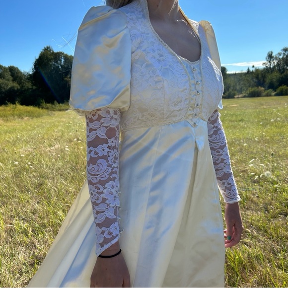 Vintage 70s Gunne Sax Romantic Renaissance Bridal Collection Wedding Dress Sz 9 - Picture 2 of 15